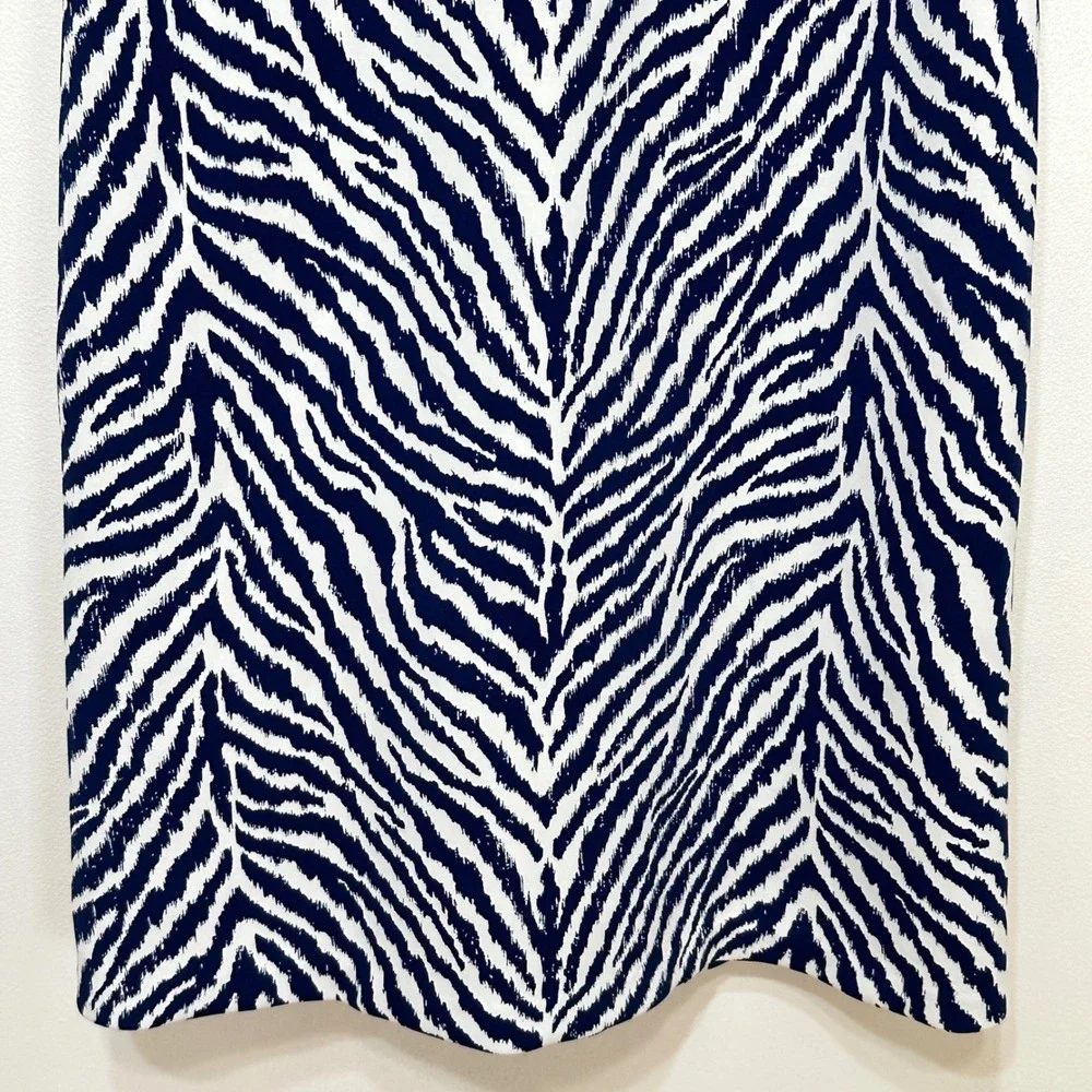 J.‎ McLaughlin Delaney Montego Sheath Dress Large Navy Zebra Scuba Sleeveless